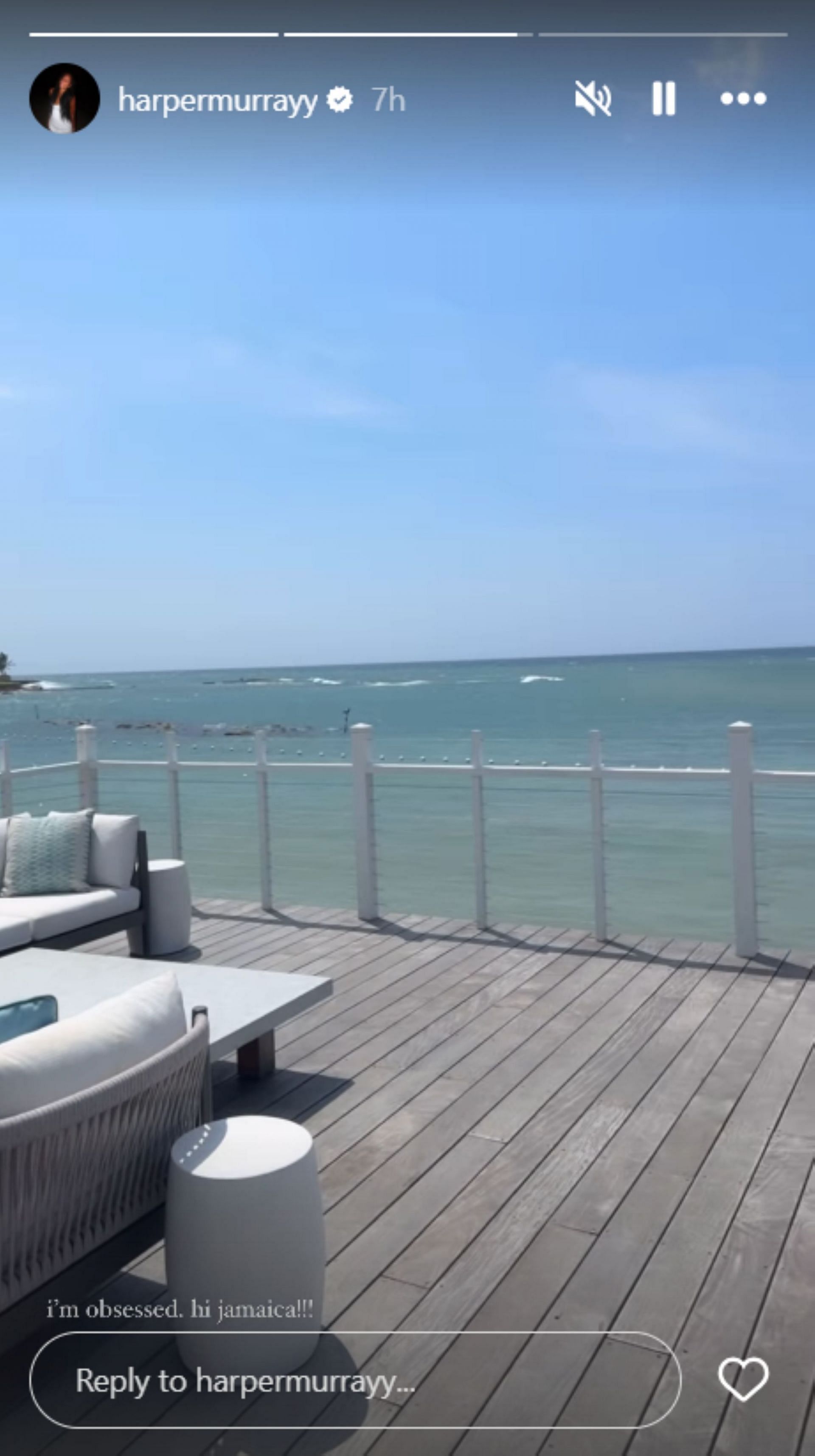 Murray enjoys a Caribbean vacation after the Spring Exhibition; Instagram - @harpermurrayy
